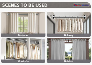 ARODDY Tringle à <span class=keywords><strong>rideau</strong></span> <span class=keywords><strong>de</strong></span> bain à tension réglable en acier inoxydable 35-63 pouces argent avec embouts Tringle à <span class=keywords><strong>rideau</strong></span> et embouts en métal bon marché - Product Image 2