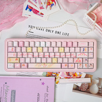 Clavier mécanique PBT sublimé à cinq côtés, thème personnalisé rose original Cardcaptor Sakura, 132 touches, fabriqué en Chine