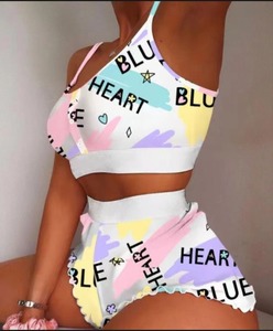 All'ingrosso abbigliamento da <span class=keywords><strong>donna</strong></span> <span class=keywords><strong>pigiama</strong></span> Sexy biancheria intima da ragazza con stampa monogramma gilet a righe pantaloncini <span class=keywords><strong>pigiama</strong></span> Set intimo Casual da <span class=keywords><strong>donna</strong></span> - Product Image 2