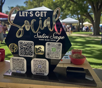 Panneau hexagonal rose en acrylique avec code QR pour les réseaux sociaux, plaque d'affichage personnalisée pour entreprises et salons, compatible Instagram et TikTok