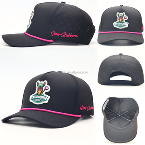 Casquette de baseball 5 panneaux perforée personnalisée en caoutchouc PVC avec logo, idéale pour le golf et les sports de plein air – Vente en gros de haute qualité - Product Image 3