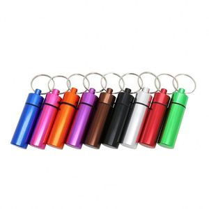 Llavero de botella de aluminio para exteriores, llaveros de contenedor de pastillas, caja de medicina impermeable, llavero de Metal/ - Product Image 4