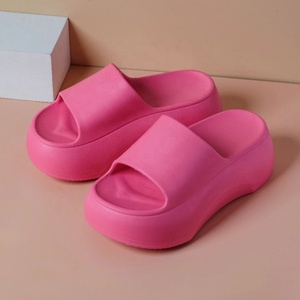 Solid Color Open Toe Platform <b>Slippers</b> Women Summer EVA Outsole PU Upper <b>Cushioned</b> Comfortable Outdoor Wear - Product Image 2