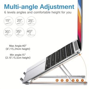 <b>Folding</b> Portable Desk Aluminum Laptop Holder <b>Adjustable</b> 6 Gears <b>Table</b> Laptop Stands in Silver Black - Product Image 4