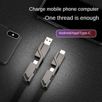 Câble de Données Original 4 en 1 en Nylon Tressé, Tête en Alliage de Zinc Métal, Charge Rapide Type C pour Téléphone Portable iPhone 13 15 16 17 Pro Max