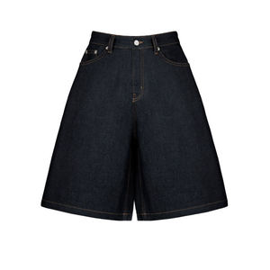 High Quality Custom Jorts Baggy Lndigo Raw Selvedge Denim Shorts Men 100% Cotton Vintage High Waist Super Wide Leg Denim Jorts - Product Image 3