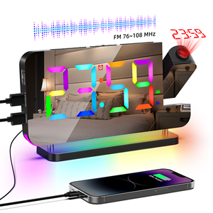 2025 yeni RGB dijital LED ayna gece çalar saat projeksiyon radyo ile ışık projektör ev ofis yatak odası başucu dekor için