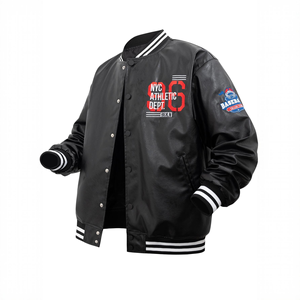 Veste de sport universitaire personnalisée en polyester/coton pour homme et femme, coupe ample, style baseball, avec logo frontal, veste d'hiver de type Letterman - Product Image 3