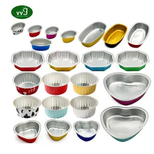 VVG круглые в форме сердца одноразовые пироги жестяная Форма для пирога мини-контейнеры для торта мини алюминиевая фольга чашки для выпечки кексов