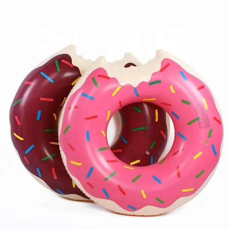 Anel de natação inflável para crianças e adultos, donut flutuante marrom rosa colorido, ideal para piscina, venda imperdível