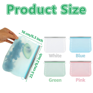 B2B Clearance Sale Non-toxic 4 Pcs Eco-Friendly Vacuum Compressed Silicone Food <b>Bags</b> <b>Zip</b> <b>Lock</b> Sealable Reusable for Soups Fruits - Product Image 2