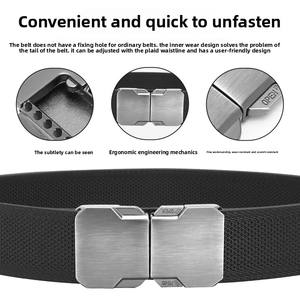 Riem met aangepast logo, snelgesp, gesp van geborsteld metaal, tactische webriemen voor beveiligingspersoneel, werkkleding, stretchriem voor heren - Product Image 2
