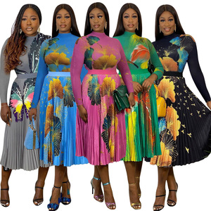 Ensemble <span class=keywords><strong>jupe</strong></span> <span class=keywords><strong>longue</strong></span> plissée pour femme, vêtements imprimés tendance, 2 pièces, collection <span class=keywords><strong>hiver</strong></span> <span class=keywords><strong>2022</strong></span> - Product Image 1