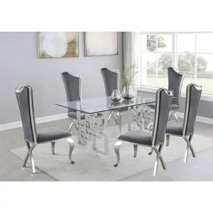 Negozi di mobili tavoli da pranzo moderni di lusso cromato in acciaio inox lucido tavolo da pranzo base tavoli