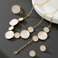 HL White Drip Oil Set-Bracelet circulaire irrégulier de conception de niche européenne américaine Collier Boucle d'oreille Bague Bijoux plaqués or