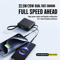 Batterie externe à charge ultra-rapide 22,5 W avec prise secteur et câble intégré, chargeur portable 20000 mAh, personnalisable