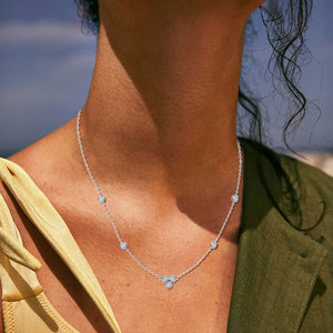 תכשיטי זהב 925 מצופה כסף סטרלינג עטוף זהב 3 מ "מ עגול vvvvv1 שרשרת אופנה moissanite לנשים עם גרא - Product Image 4