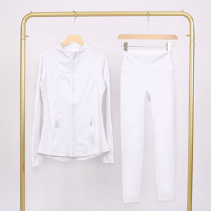 Completo Lul* con Pantaloni a Cinque Punti e Giacca con Colletto Alto, Manica Lunga, Cappotto da Donna, Vita Elastica, Asciugatura Rapida, <span class=keywords><strong>Abbigliamento</strong></span> Sportivo per Corsa e Yoga - Product Image 4