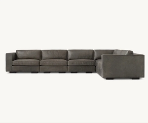 Sassanid OEM Midcentury French Art Deco Living Room Set Genuine <strong>Leather</strong> Maddox Modular <strong>Leather</strong> L-Sectional <strong>Sofa</strong> - Product Image 1