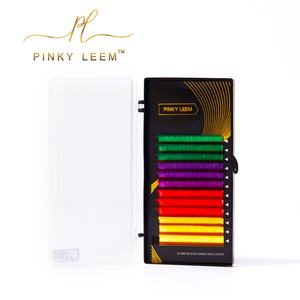 Plateau d'extensions de cils de marque privée Pinky Leem, extensions de cils en soie colorées, faux cils en vison individuels colorés - Product Image 3
