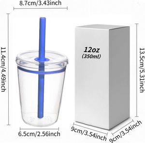 Vaso Reutilizable de Pared Simple de 12 oz con Logotipo Personalizado, Vaso Transparente Cónico con Pajita, Hecho de Material Tritan, para Bebidas Frías, Taza de Viaje Portátil - Product Image 2