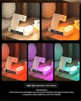 4-in-1 opvouwbaar draadloos oplaadstation met wekker, snel draadloos oplaadstation met RGB nachtlampje