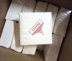 Servilletas blancas y marrones con logotipo impreso personalizado Servilletas de papel tisú 33x33cm Servilletas de cóctel de papel de 2 capas PARA CENA Cumpleaños Boda - Product Image 6