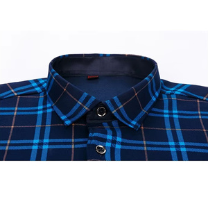 Áo sơ mi nam kẻ caro tay dài cổ trụ, chất liệu nỉ ấm mùa thu đông, chống nhăn, size châu Á, bán buôn. - Product Image 5