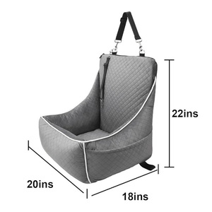 เบาะนั่งในรถสำหรับสุนัขและแมว ขนาด 20x18x22 นิ้ว กันน้ำ ถอดซักได้ พร้อมสายรัดนิรภัย - Product Image 1