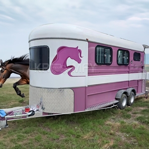 Remorque carrée pour 3 chevaux, blanche et rose, couleur personnalisée, pneus en caoutchouc massif de luxe, normes australiennes - Product Image 2