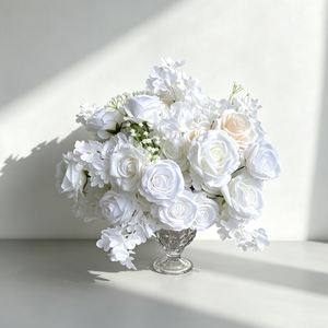 <span class=keywords><strong>Boule</strong></span> de fleurs artificielles en hortensia rose blanc pur pour la Saint-Valentin, un anniversaire de mariage, une décoration de centre de table ou un vase - Product Image 1