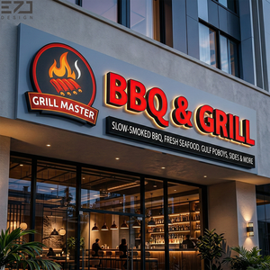 Letrero Luminoso 3D Personalizado Certificado por EZD, Caja de Luz LED Acrílica de Alto Brillo para Negocios de Barbacoa - Product Image 1