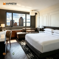 Collection de meubles de suite inspirée par le Marriott Downtown New York, lit king-size + canapé, table d'appoint, design moderne, hôtel 4-5 étoiles
