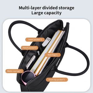 Porte-documents professionnel étanche grande capacité en cuir PU pour ordinateur portable 15,6 pouces pour hommes, rangement de documents et d'informations pour réunions - Product Image 3