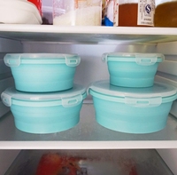 Lushazokpo — ensemble de 4 bols de rangement ronds en Silicone, avec couvercles, conteneurs à Lunch pliables en Silicone pour le Camping/voyage