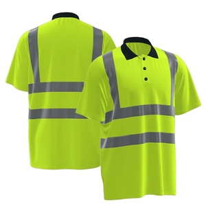 Custom Unisex Work Polo <b>Shirt</b> Reflective Strips Hi <b>Vis</b> 100% Polyester Mesh Safety <b>T</b> <b>Shirts</b> - Product Image 1