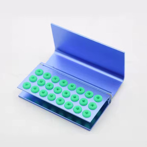 Support de fraises dentaires 24 trous support de fraises de désinfection colorées boîte de rangement autoclavable en aluminium avec couleurs de couverture en silicone - Product Image 6