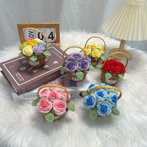 Decoración de Flores Artificiales Tejidas <span class=keywords><strong>a</strong></span> <span class=keywords><strong>Mano</strong></span> con Múltiples Cabezas en Maceta, de Alta Calidad, para Decoración del Hogar, <span class=keywords><strong>Regalos</strong></span>, Flores de Crochet - Product Image 2