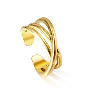 Anillos Ajustables Minimalistas de Acero Inoxidable con Baño de Oro de 18k para Mujer, Regalo de San Valentín para Compromiso o Boda - Product Image 2