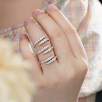 Spiral DNA Silver Promise Girls Luxury Design Mood Rings Bague de mariage en argent sterling Moissanite