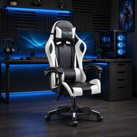 Chaise de bureau et de gaming personnalisable en cuir PU, pivotante, inclinable, réglable en hauteur, accoudoirs articulés, repose-pieds en option