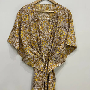 Kaftan court en soie pure, taille unique, ample et confortable pour toutes les tailles, environ 47 pouces, fournisseur d'Inde - Product Image 1