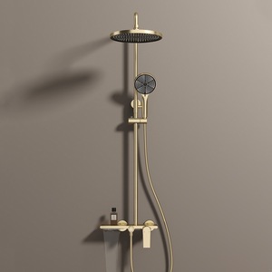 Ensemble <span class=keywords><strong>de</strong></span> <span class=keywords><strong>douche</strong></span> <span class=keywords><strong>de</strong></span> luxe doré moderne avec douchette à effet pluie et <span class=keywords><strong>barre</strong></span> coulissante incluse - Product Image 4