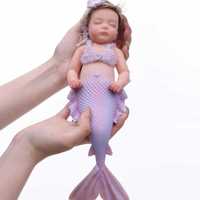 Poupée Reborn sirène en silicone solide, 12 pouces, cheveux courts, réaliste, jouet pour bébé fille, cadeau d'anniversaire pour enfants, poupée à câliner