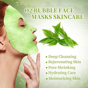 Mascarilla Facial de Tela para el Cuidado de la Piel, Marca Privada Personalizada OEM, Limpieza Profunda, Té Verde, Burbujas de O2, Tamaño de Muestra, Para Todo Tipo de Piel - Product Image 3