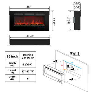 Luxstar-chimenea eléctrica <span class=keywords><strong>3D</strong></span> de 36 pulgadas, luz LED empotrada y montada en la pared, <span class=keywords><strong>con</strong></span> efecto de <span class=keywords><strong>llama</strong></span> Real - Product Image 2