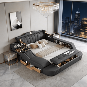 <span class=keywords><strong>Letto</strong></span> Matrimoniale King/Queen <span class=keywords><strong>con</strong></span> Contenitore, <span class=keywords><strong>Cassetti</strong></span> in Legno, Stile Europeo, Multifunzione, Lusso Moderno, in Pelle - Product Image 1