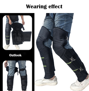 Có thể điều chỉnh mùa đông xe máy PU Miếng đệm đầu gối xe máy cưỡi đầy đủ bảo vệ Chap kim loại khóa xà cạp bao gồm - Product Image 4