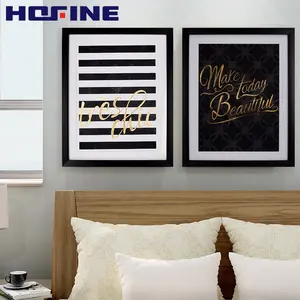 HOFINE Black Print Text Picture Square Text Golden Coating Wall Home Decorative Paintings