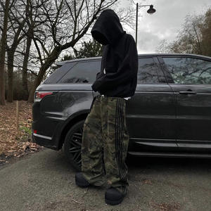 Ensembles de survêtements décontractés pour hommes, style coréen, camouflage, 500 g/m², coupe ample japonaise, avec côtelés, pour garçons, personnalisables - Product Image 4